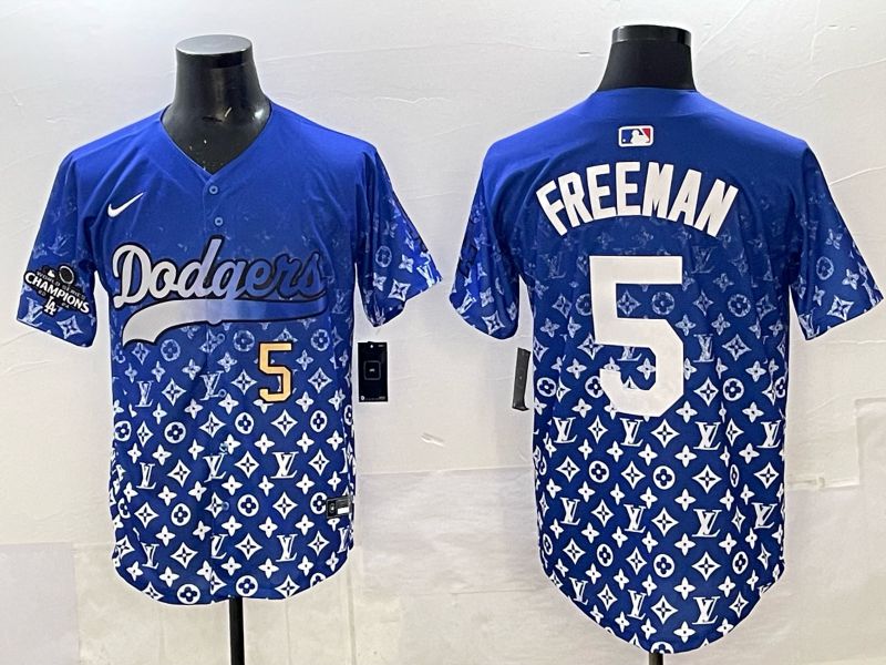 Men Los Angeles Dodgers 5 Freeman Blue Nike 2025 MLB jersey 05